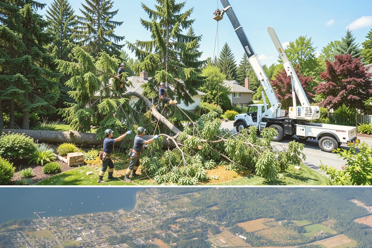 Fallen tree removal in Coupeville, Island County, WA - This service can be performed year-round in the Puget Sound climate but may require specialized rigging gear during wet seasons...