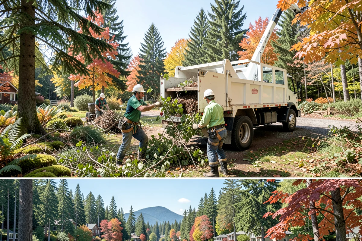 Fallen tree removal in Covington, King County, WA - This service can be performed year-round in the Puget Sound climate but may require specialized rigging gear during wet seasons...