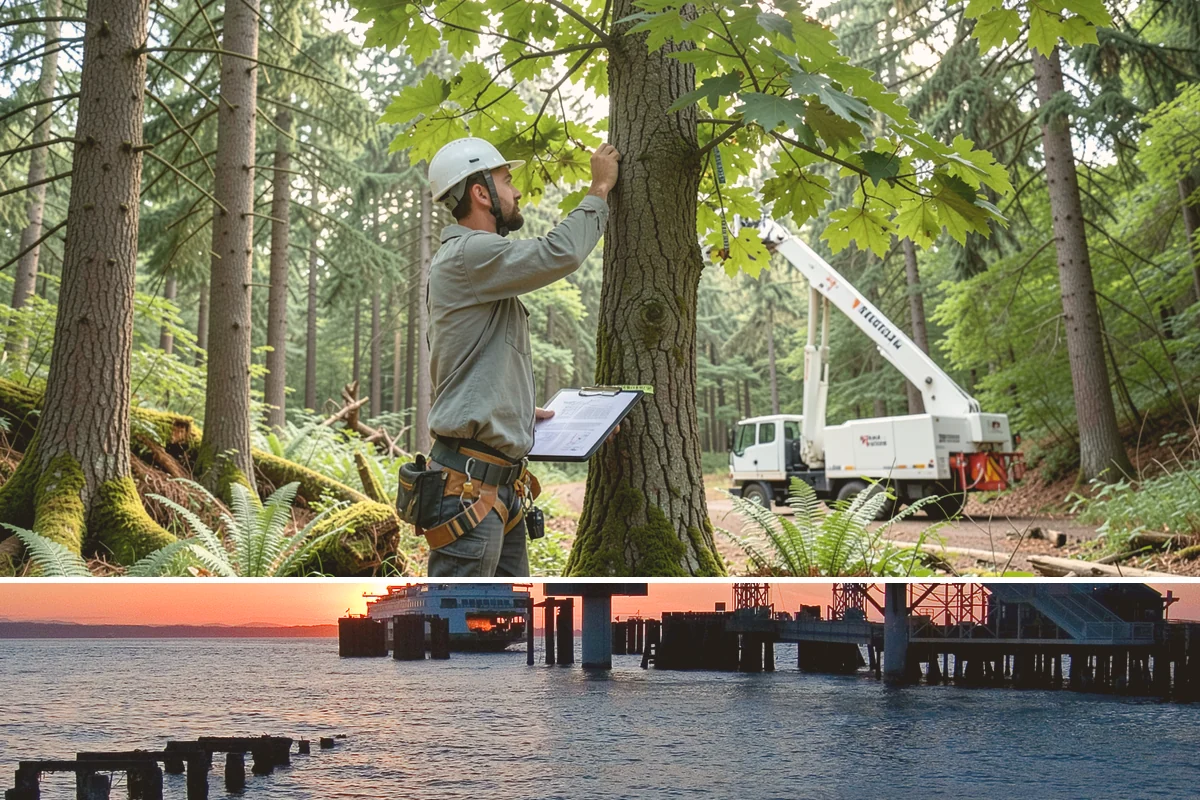Fallen tree removal in Edmonds, Snohomish County, WA - This service can be performed year-round in the Puget Sound climate but may require specialized rigging gear during wet seasons...