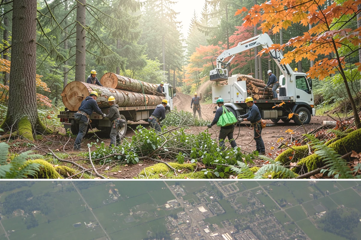 Fallen tree removal in Enumclaw, King County, WA - This service can be performed year-round in the Puget Sound climate but may require specialized rigging gear during wet seasons...