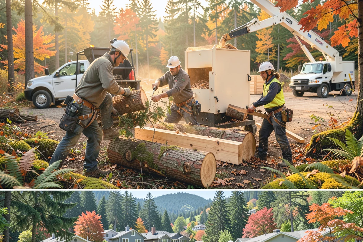 Fallen tree removal in Fircrest, Pierce County, WA - This service can be performed year-round in the Puget Sound climate but may require specialized rigging gear during wet seasons...