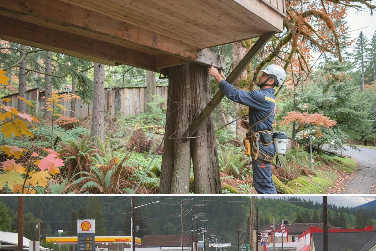 Fallen tree removal in Granite Falls, Snohomish County, WA - This service can be performed year-round in the Puget Sound climate but may require specialized rigging gear during wet seasons...
