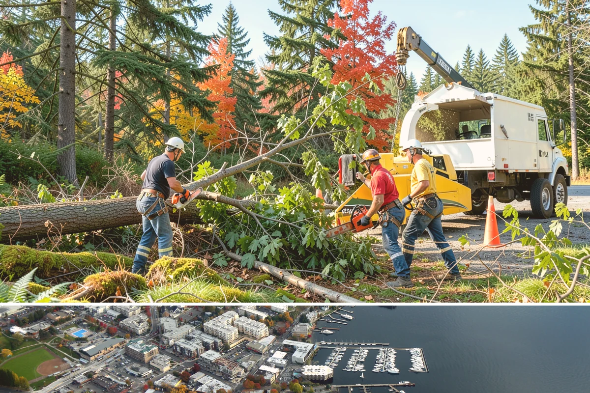 Fallen tree removal in Kirkland, King County, WA - This service can be performed year-round in the Puget Sound climate but may require specialized rigging gear during wet seasons...