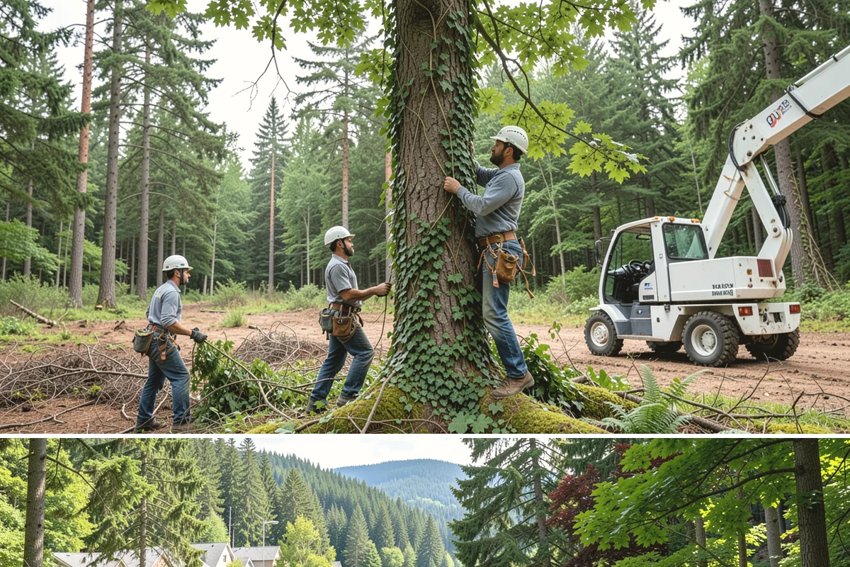 Fallen tree removal in Lake Forest Park, King County, WA - This service can be performed year-round in the Puget Sound climate but may require specialized rigging gear during wet seasons...