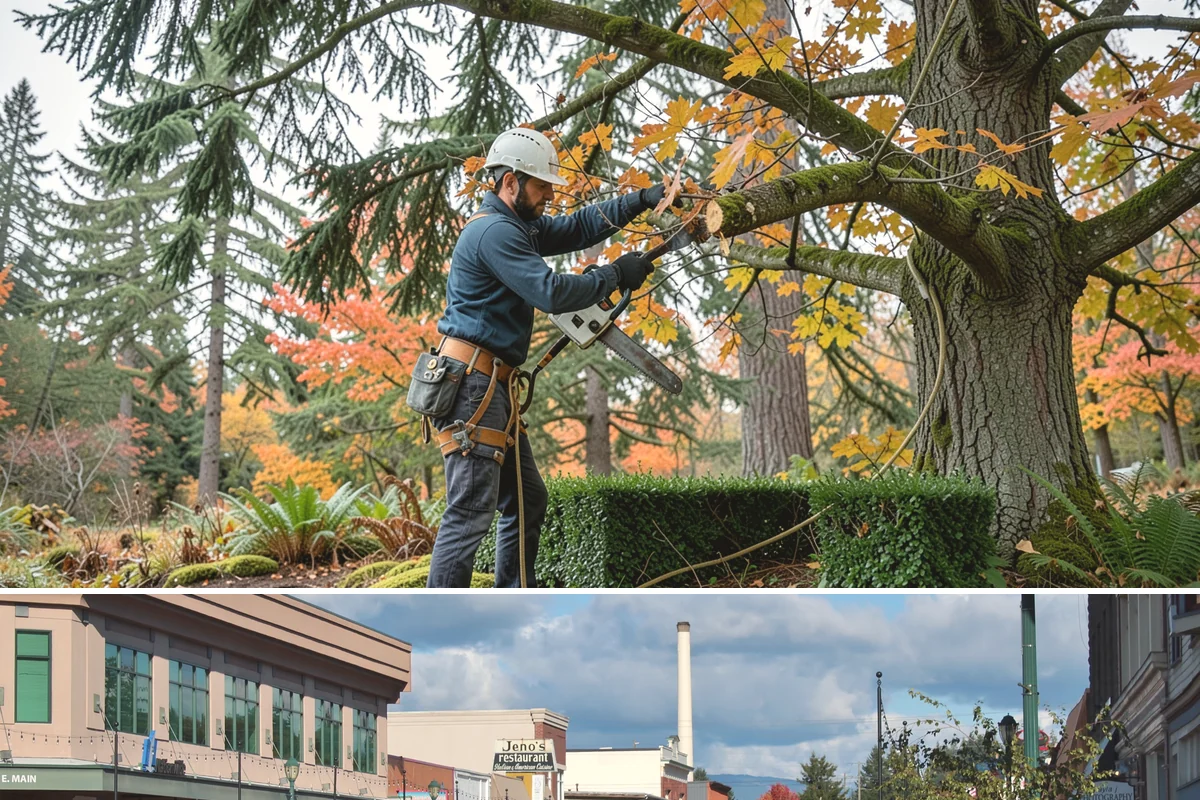 Fallen tree removal in Monroe, Snohomish County, WA - This service can be performed year-round in the Puget Sound climate but may require specialized rigging gear during wet seasons...
