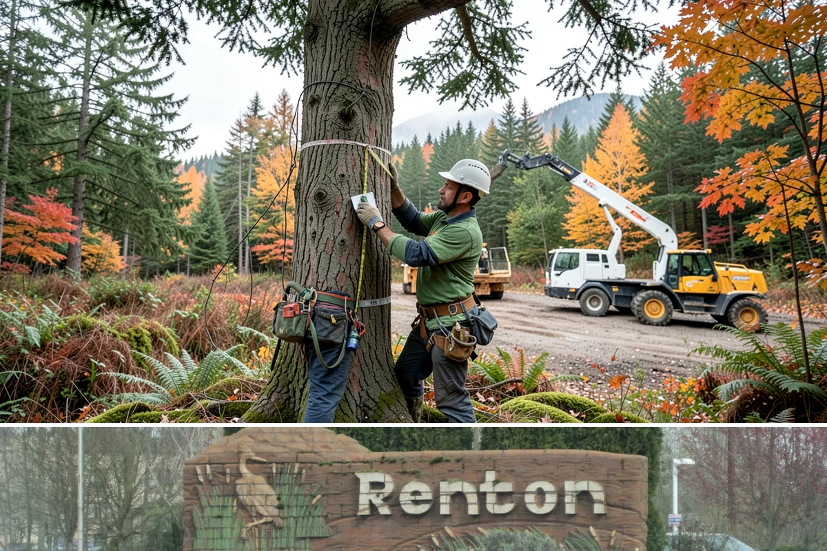Fallen tree removal in Renton, King County, WA - This service can be performed year-round in the Puget Sound climate but may require specialized rigging gear during wet seasons...