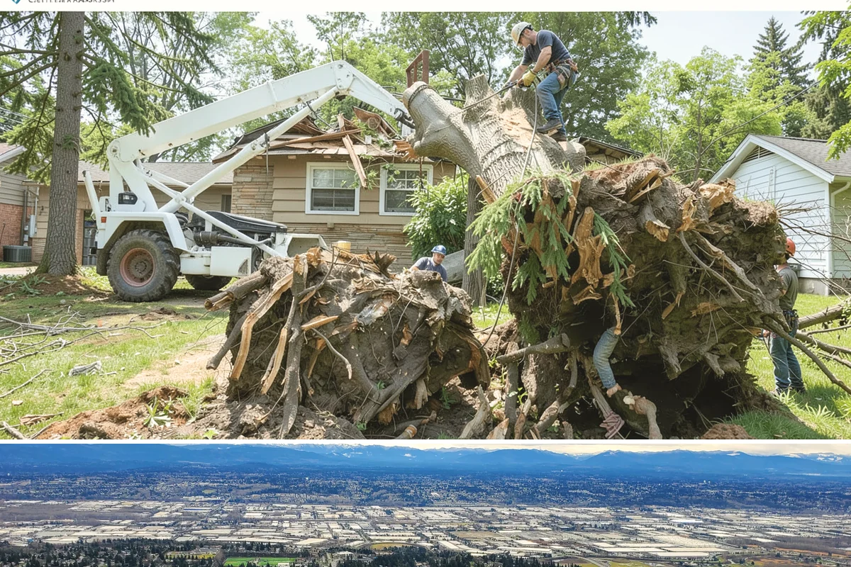 Fallen tree removal in SeaTac, King County, WA - This service can be performed year-round in the Puget Sound climate but may require specialized rigging gear during wet seasons...
