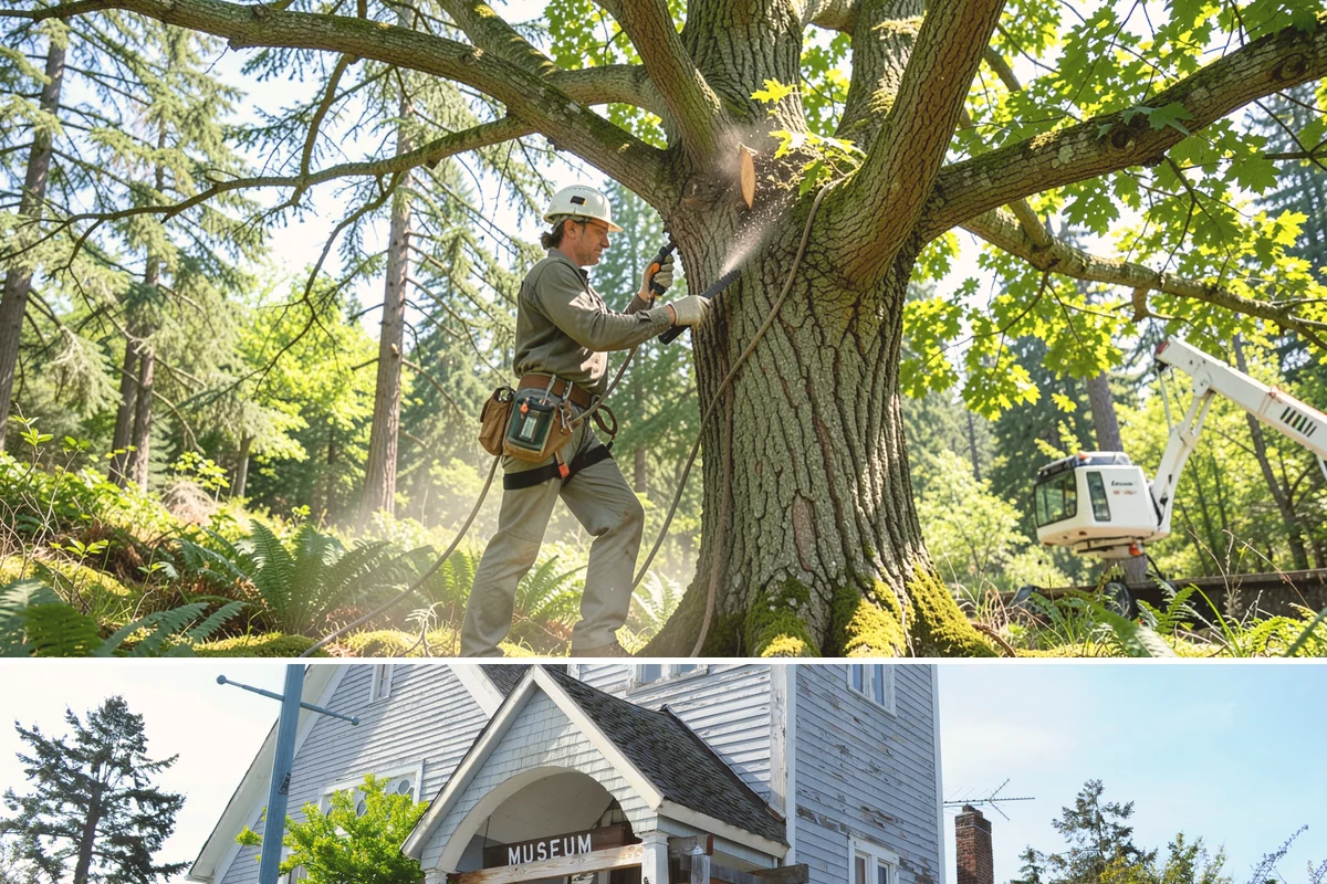 Fallen tree removal in Steilacoom, Pierce County, WA - This service can be performed year-round in the Puget Sound climate but may require specialized rigging gear during wet seasons...