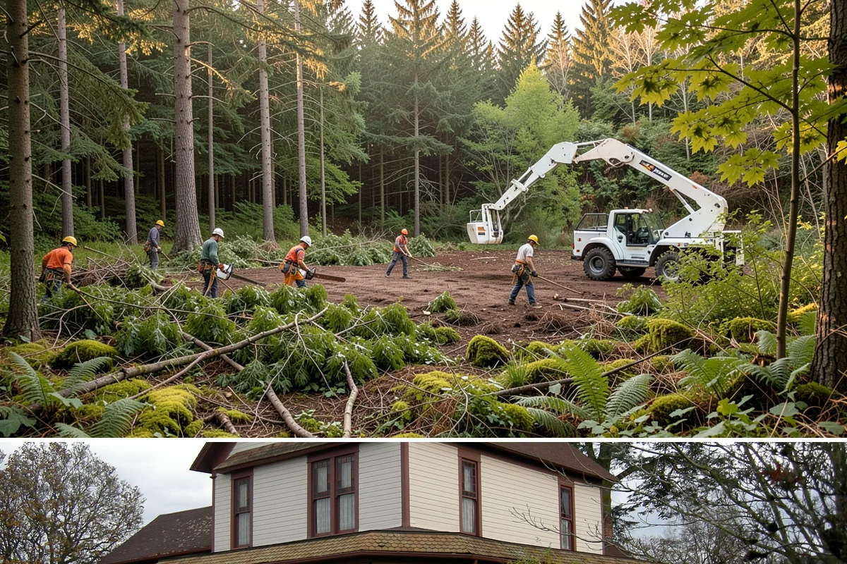 Fallen tree removal in Sumner, Pierce County, WA - This service can be performed year-round in the Puget Sound climate but may require specialized rigging gear during wet seasons...