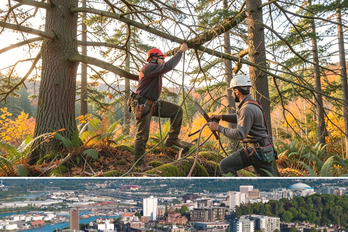 Fallen tree removal in Tacoma, Pierce County, WA - This service can be performed year-round in the Puget Sound climate but may require specialized rigging gear during wet seasons...