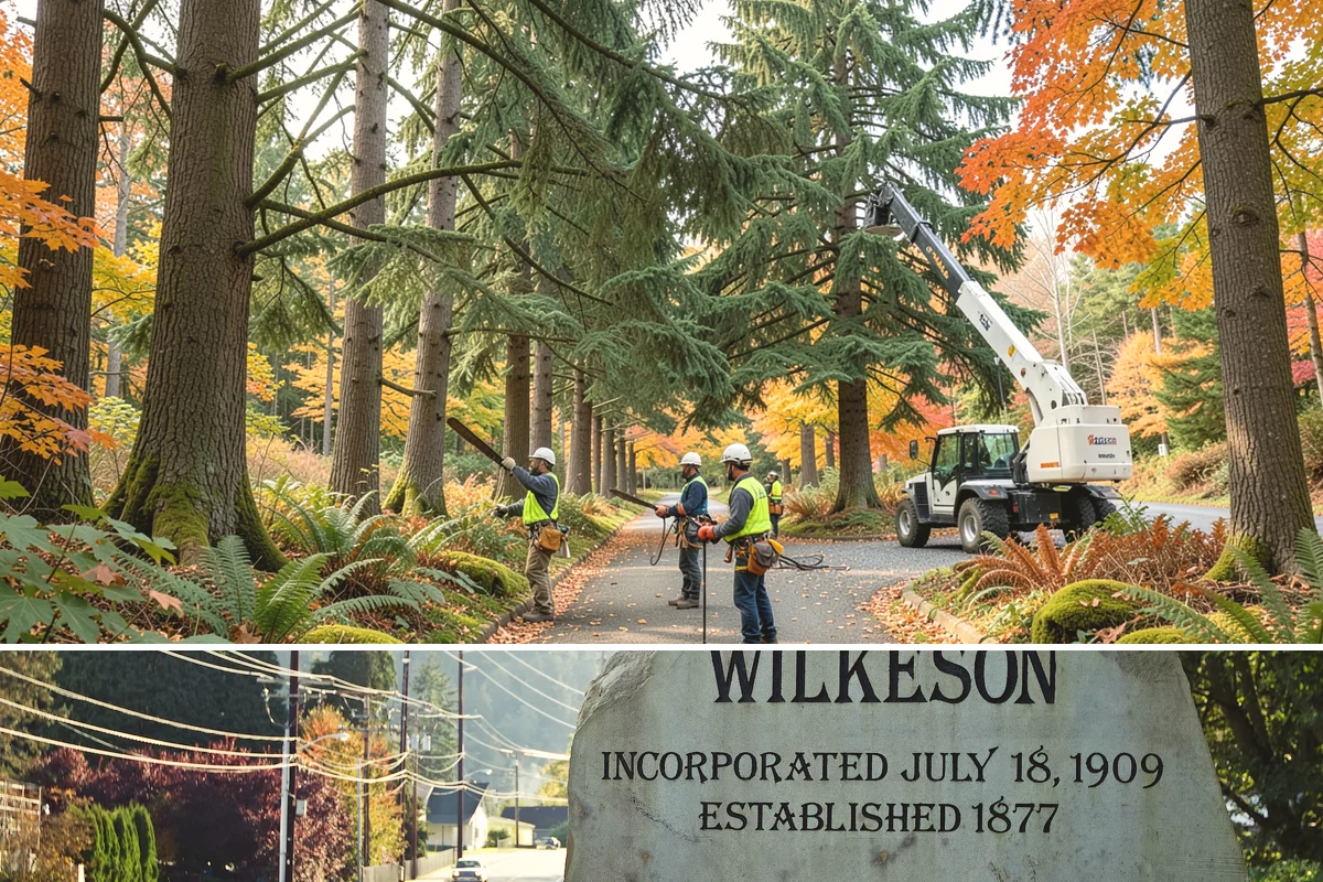 Fallen tree removal in Wilkeson, Pierce County, WA - This service can be performed year-round in the Puget Sound climate but may require specialized rigging gear during wet seasons...