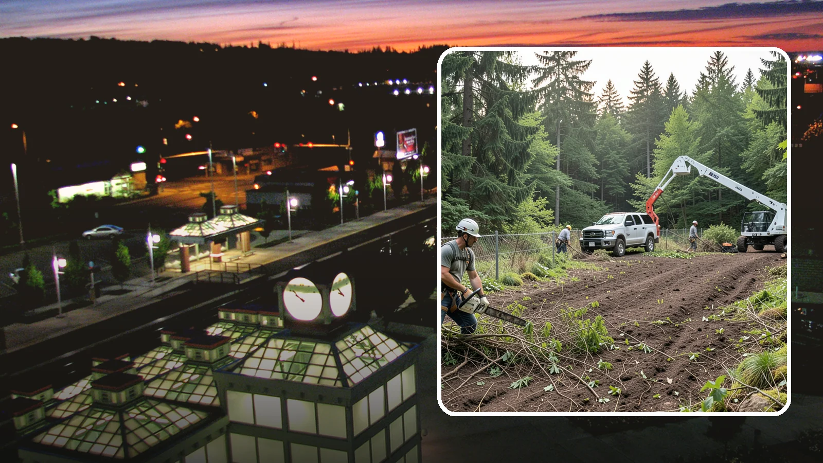 Fence line clearing in Auburn, King County, WA - The clearing of vegetation along fence lines.