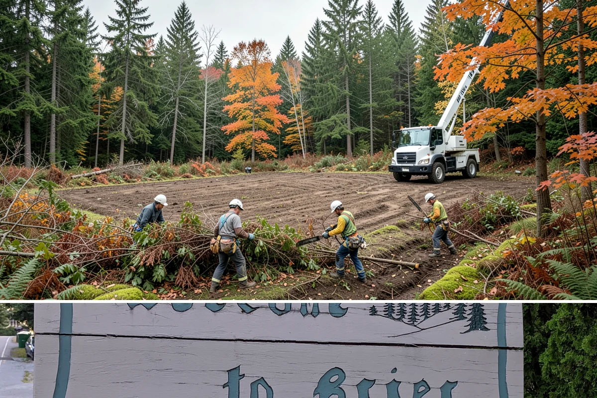 Fence line clearing in Brier, Snohomish County, WA - Work can be performed year-round in the Puget Sound climate but must account for wet or muddy conditions that may complicate...