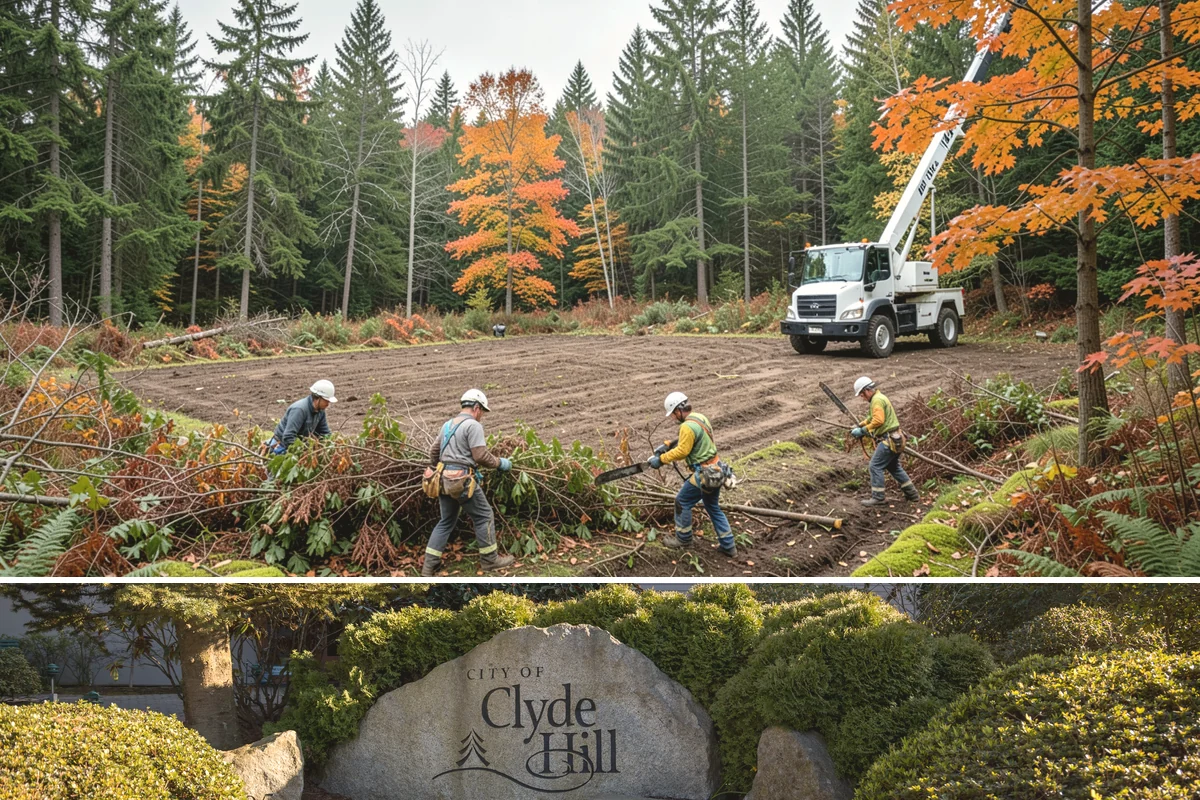 Fence line clearing in Clyde Hill, King County, WA - Work can be performed year-round in the Puget Sound climate but must account for wet or muddy conditions that may complicate...