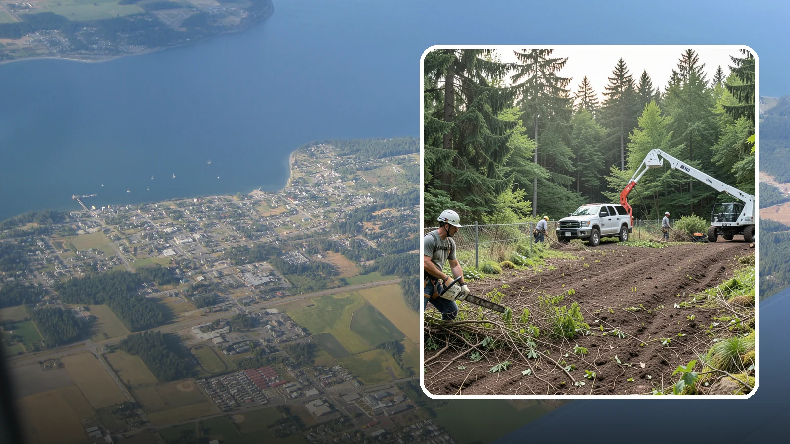 Fence line clearing in Coupeville, Island County, WA - The clearing of vegetation along fence lines.