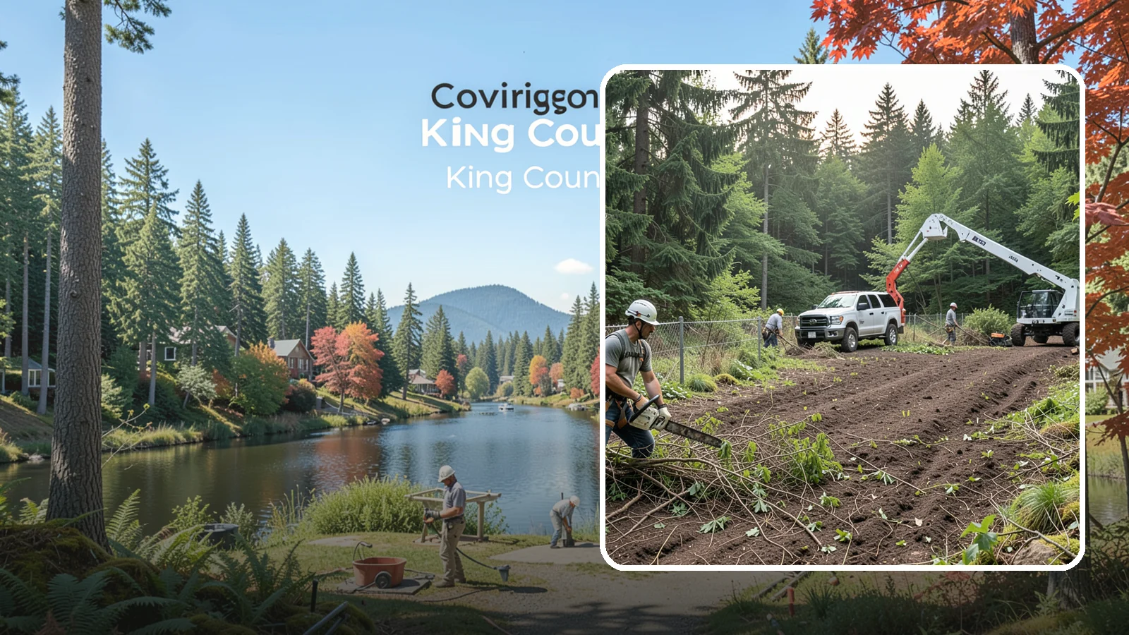 Fence line clearing in Covington, King County, WA - The clearing of vegetation along fence lines.