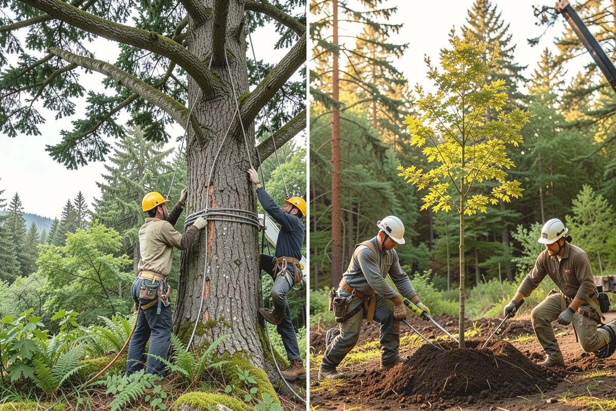 Fence line clearing in Duvall, King County, WA - Assess the site and mark features to protect