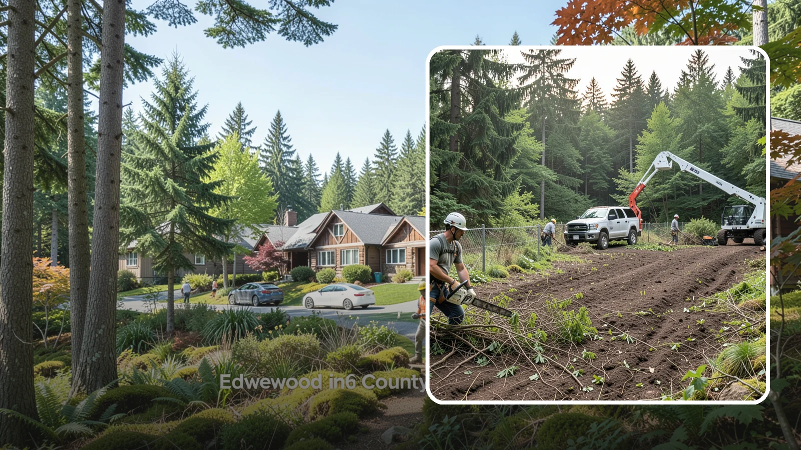 Fence line clearing in Edgewood, Pierce County, WA - The clearing of vegetation along fence lines.