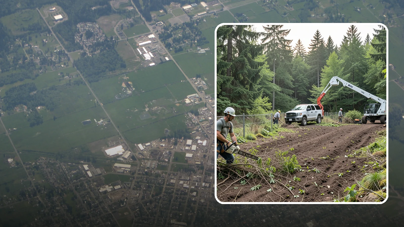 Fence line clearing in Enumclaw, King County, WA - The clearing of vegetation along fence lines.