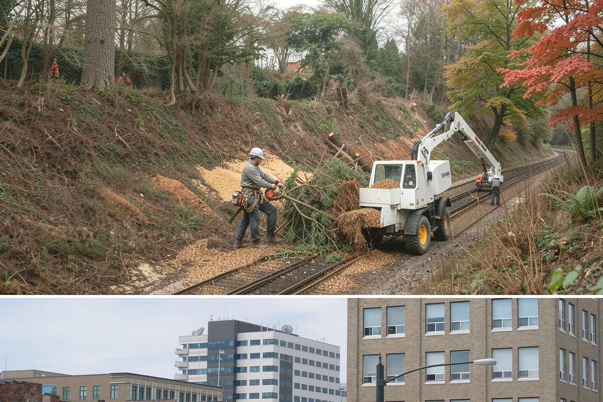 Fence line clearing in Everett, Snohomish County, WA - Work can be performed year-round in the Puget Sound climate but must account for wet or muddy conditions that may complicate...