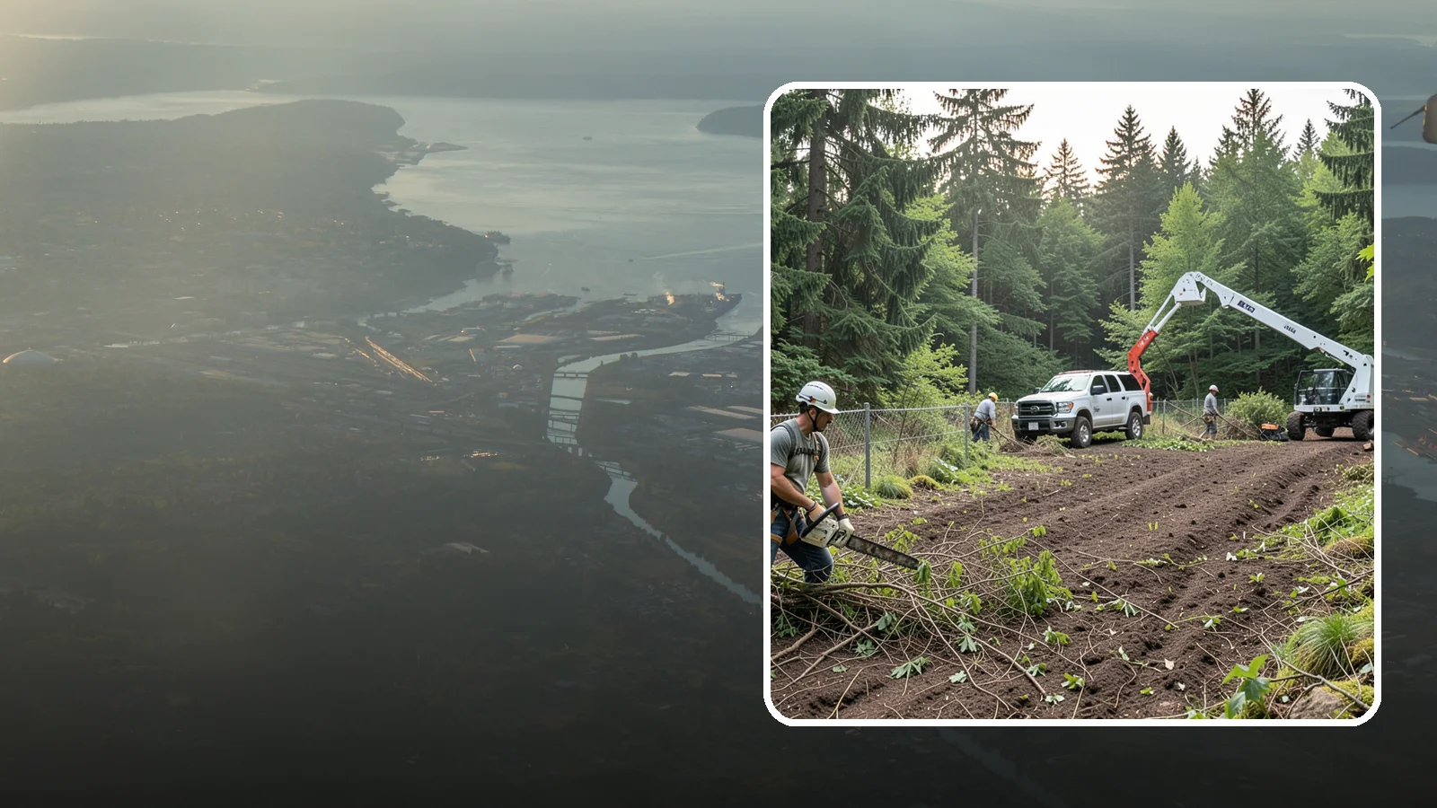 Fence line clearing in Fife, Pierce County, WA - The clearing of vegetation along fence lines.