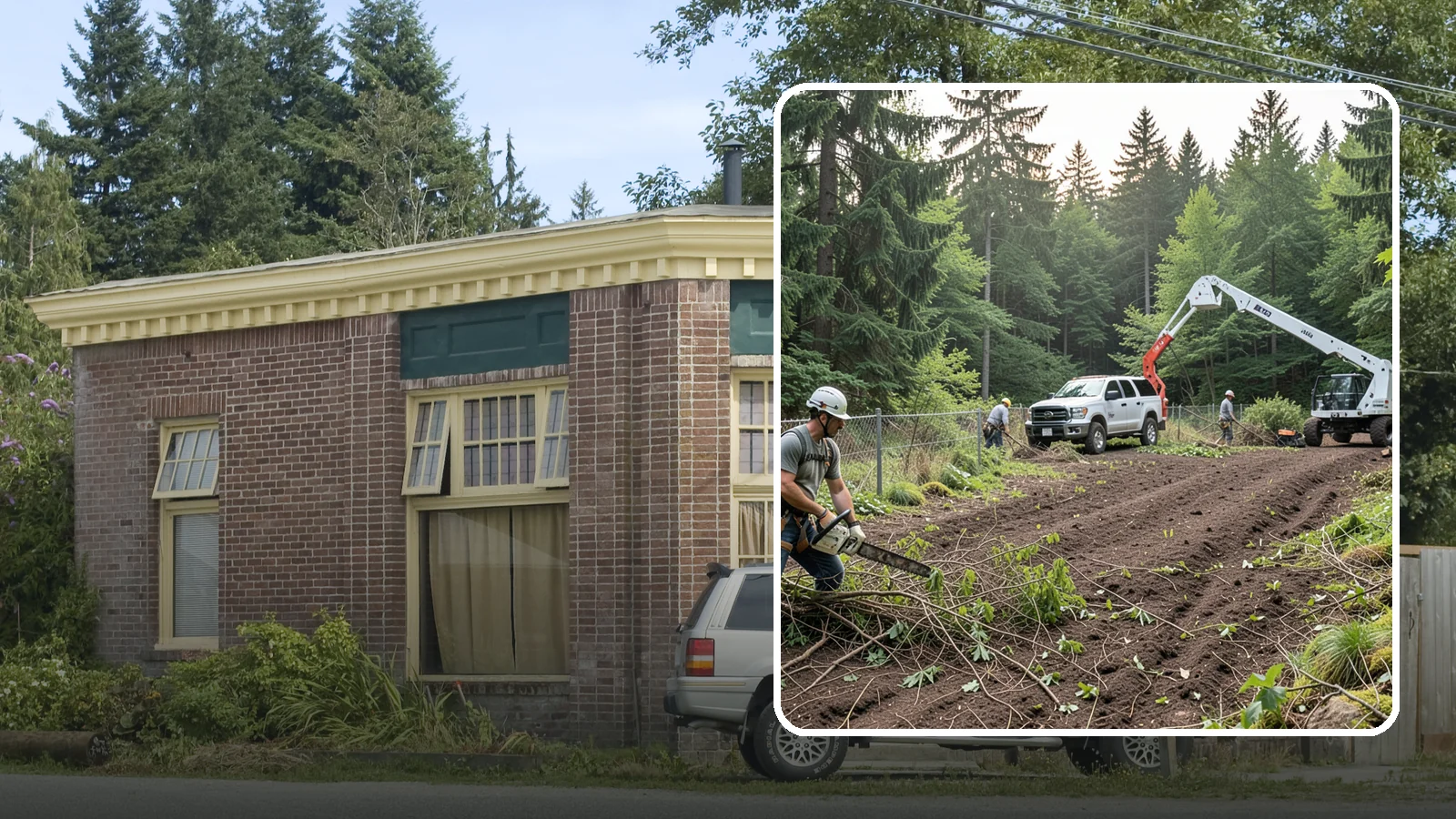 Fence line clearing in Hamilton, Skagit County, WA - The clearing of vegetation along fence lines.