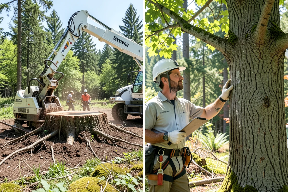 Fence line clearing in Lake Forest Park, King County, WA - Assess the site and mark features to protect