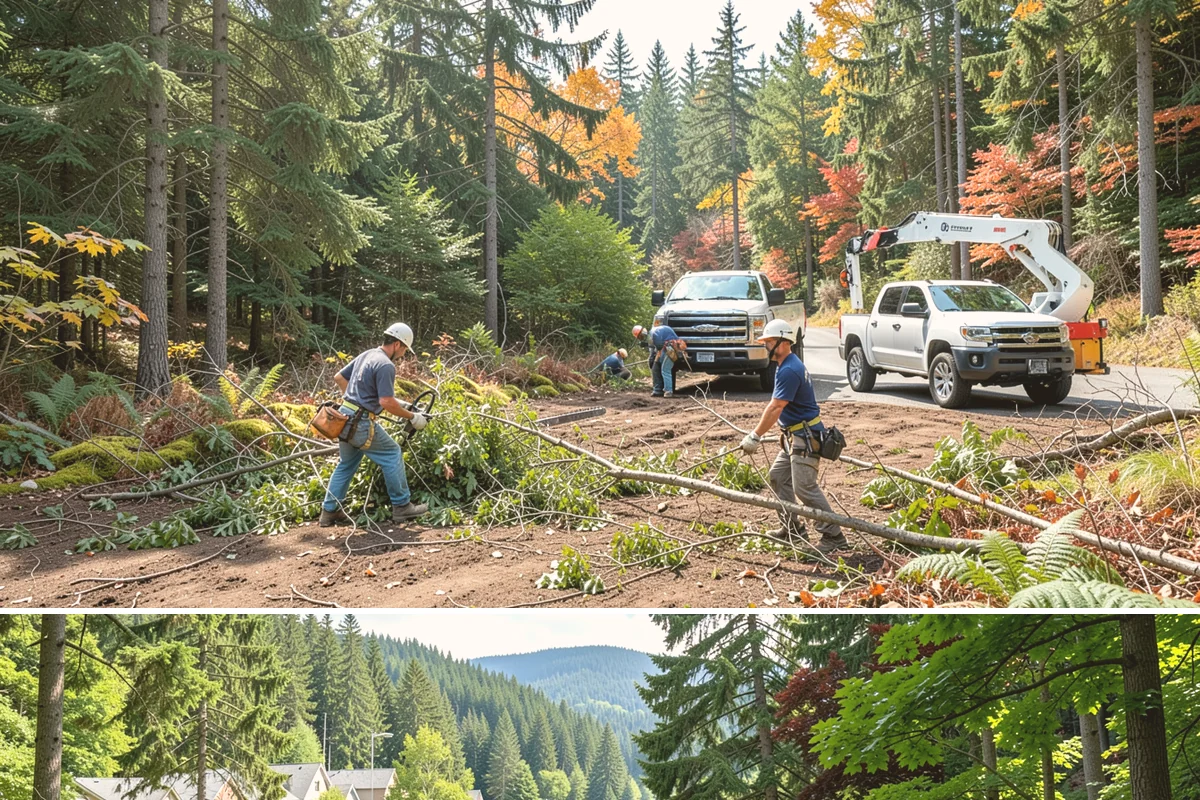 Fence line clearing in Lake Forest Park, King County, WA - Work can be performed year-round in the Puget Sound climate but must account for wet or muddy conditions that may complicate...