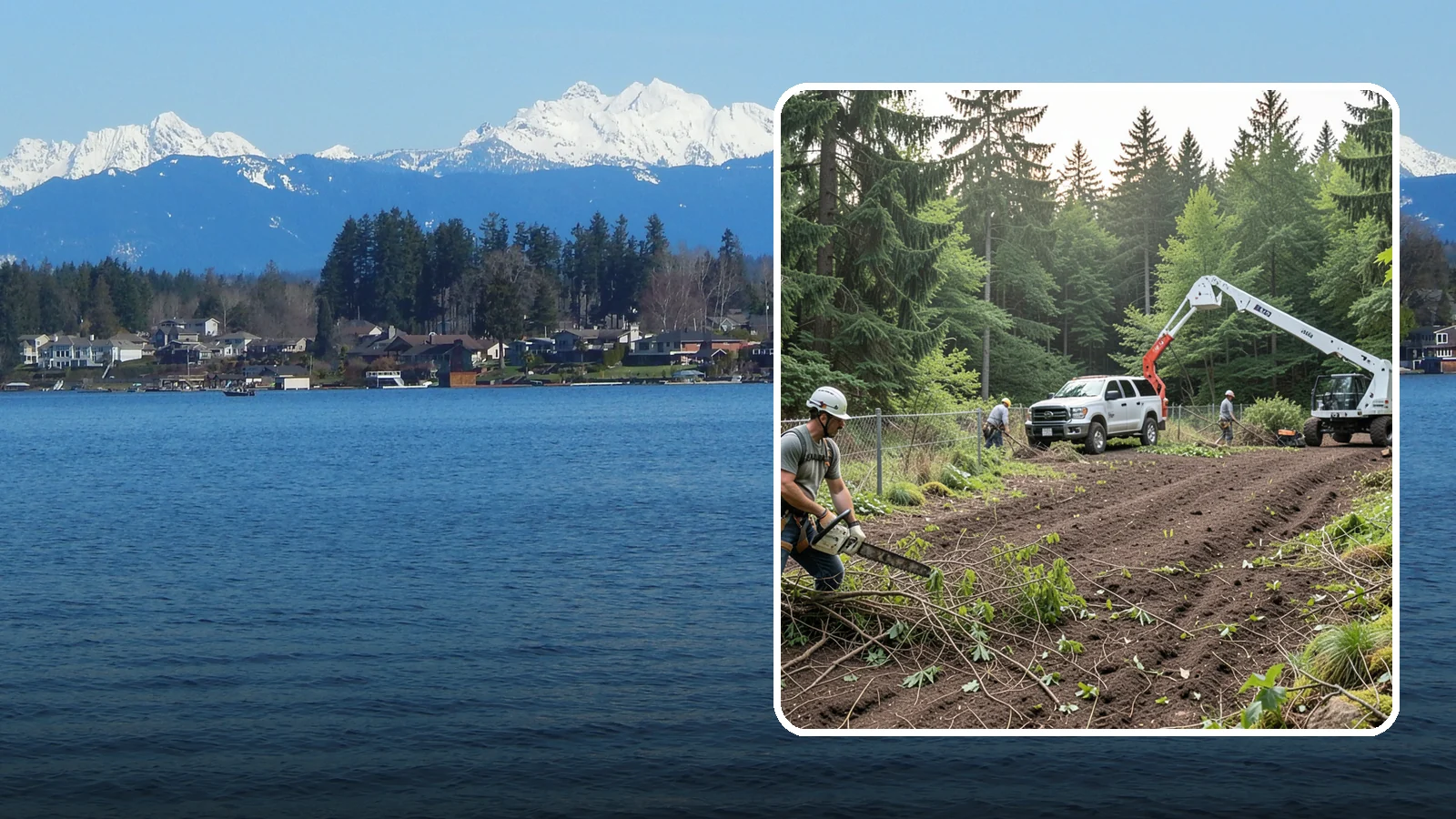 Fence line clearing in Lake Stevens, Snohomish County, WA - The clearing of vegetation along fence lines.