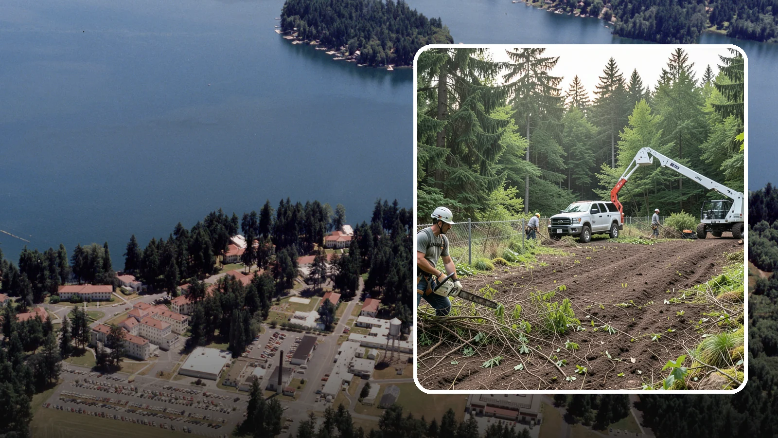 Fence line clearing in Lakewood, Pierce County, WA - The clearing of vegetation along fence lines.