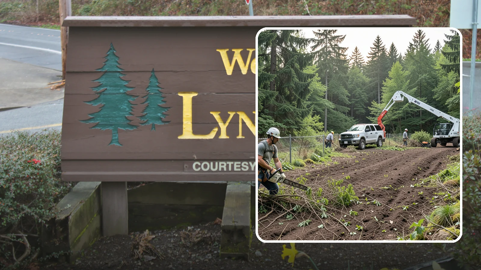 Fence line clearing in Lynnwood, Snohomish County, WA - The clearing of vegetation along fence lines.