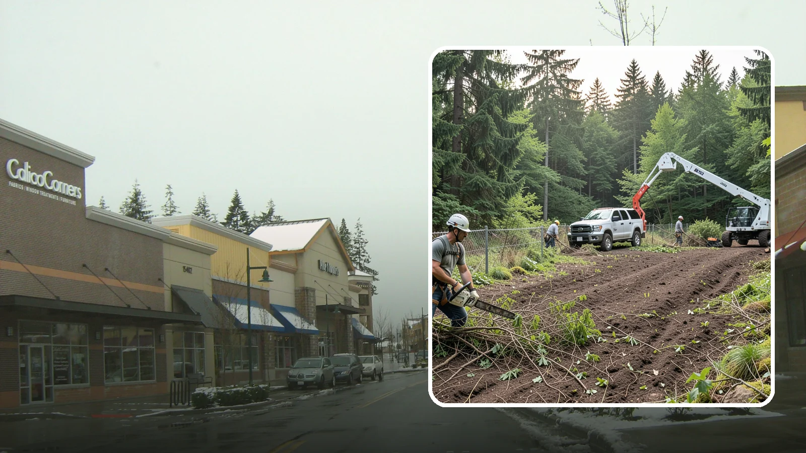 Fence line clearing in Mill Creek, Snohomish County, WA - The clearing of vegetation along fence lines.