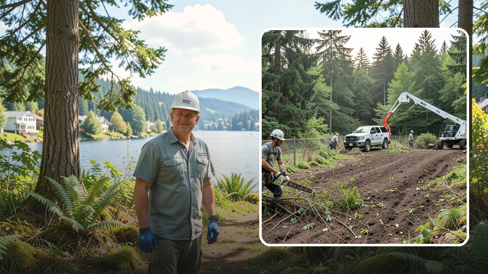 Fence line clearing in Milton, King County, WA - The clearing of vegetation along fence lines.