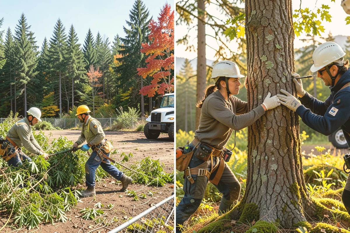 Fence line clearing in Milton, King County, WA - Assess the site and mark features to protect