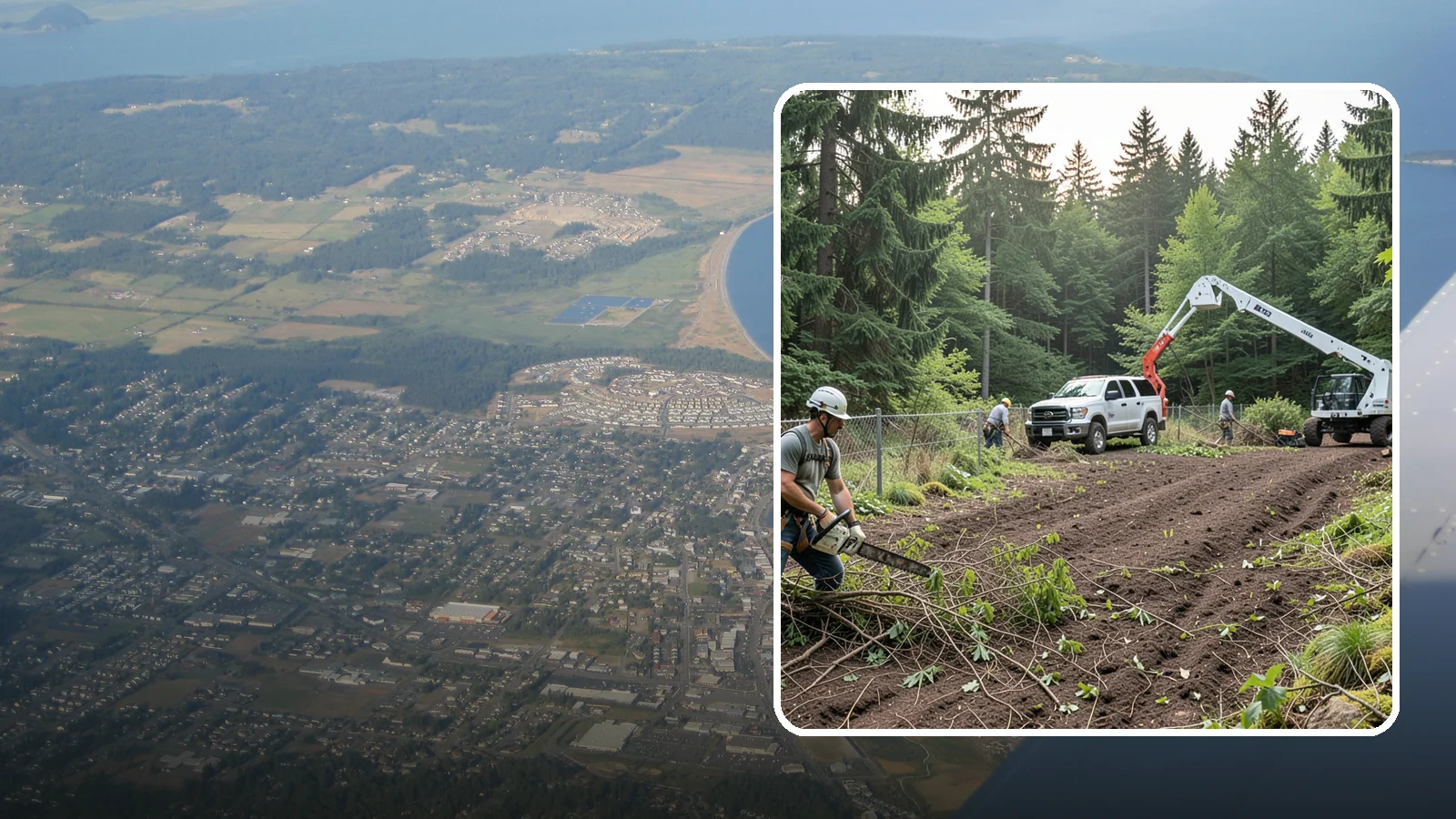 Fence line clearing in Oak Harbor, Island County, WA - The clearing of vegetation along fence lines.
