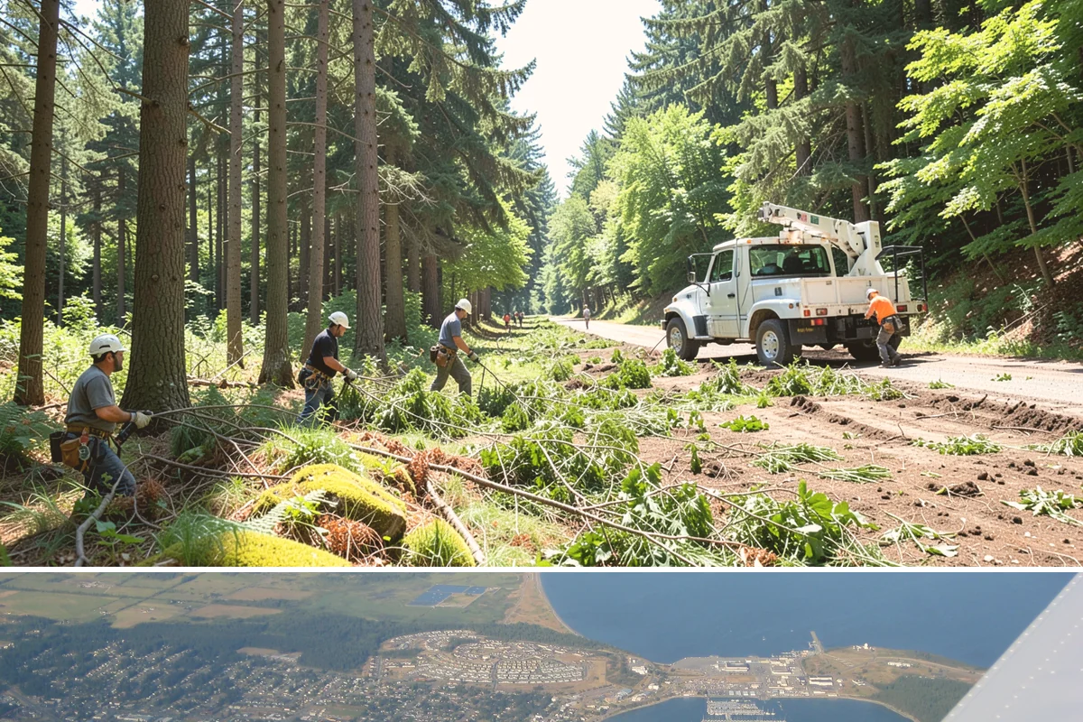 Fence line clearing in Oak Harbor, Island County, WA - Work can be performed year-round in the Puget Sound climate but must account for wet or muddy conditions that may complicate...