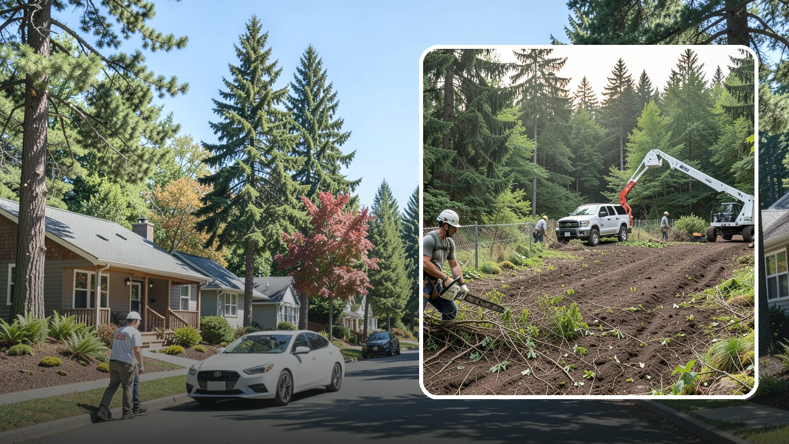 Fence line clearing in Orting, Pierce County, WA - The clearing of vegetation along fence lines.