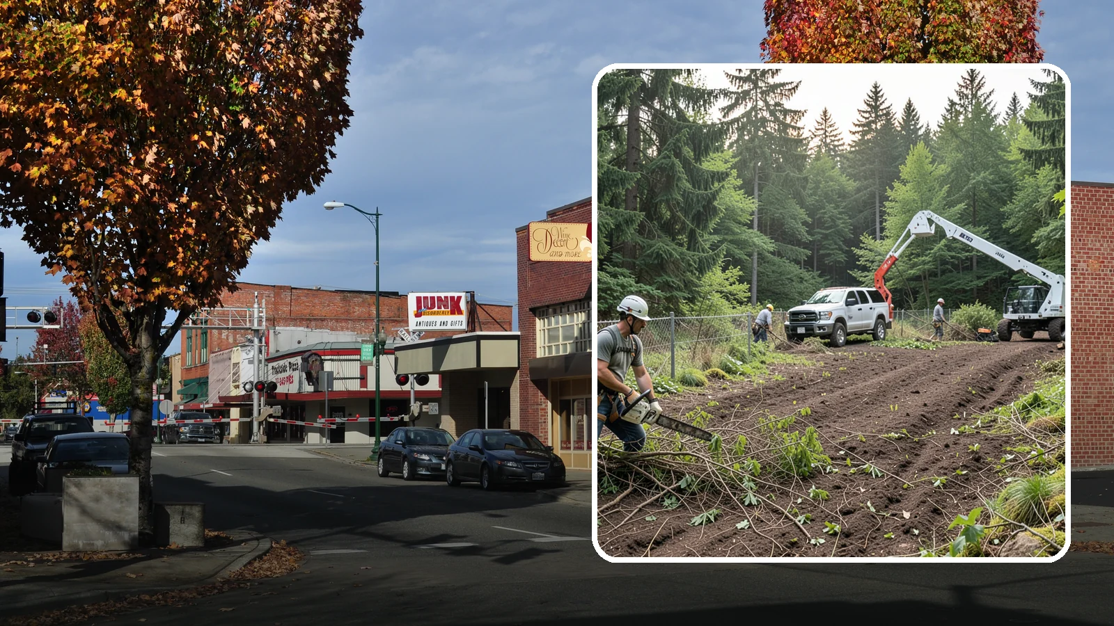 Fence line clearing in Puyallup, Pierce County, WA - The clearing of vegetation along fence lines.