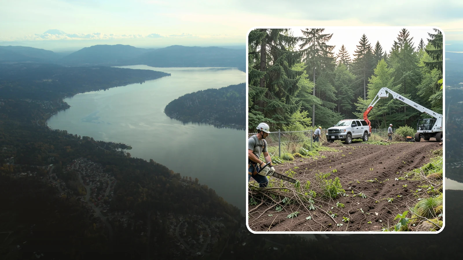 Fence line clearing in Sammamish, King County, WA - The clearing of vegetation along fence lines.