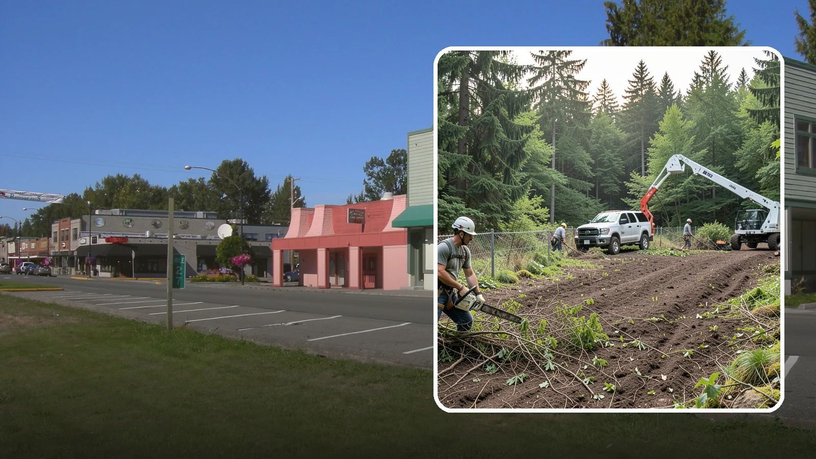 Fence line clearing in Snoqualmie, King County, WA - The clearing of vegetation along fence lines.