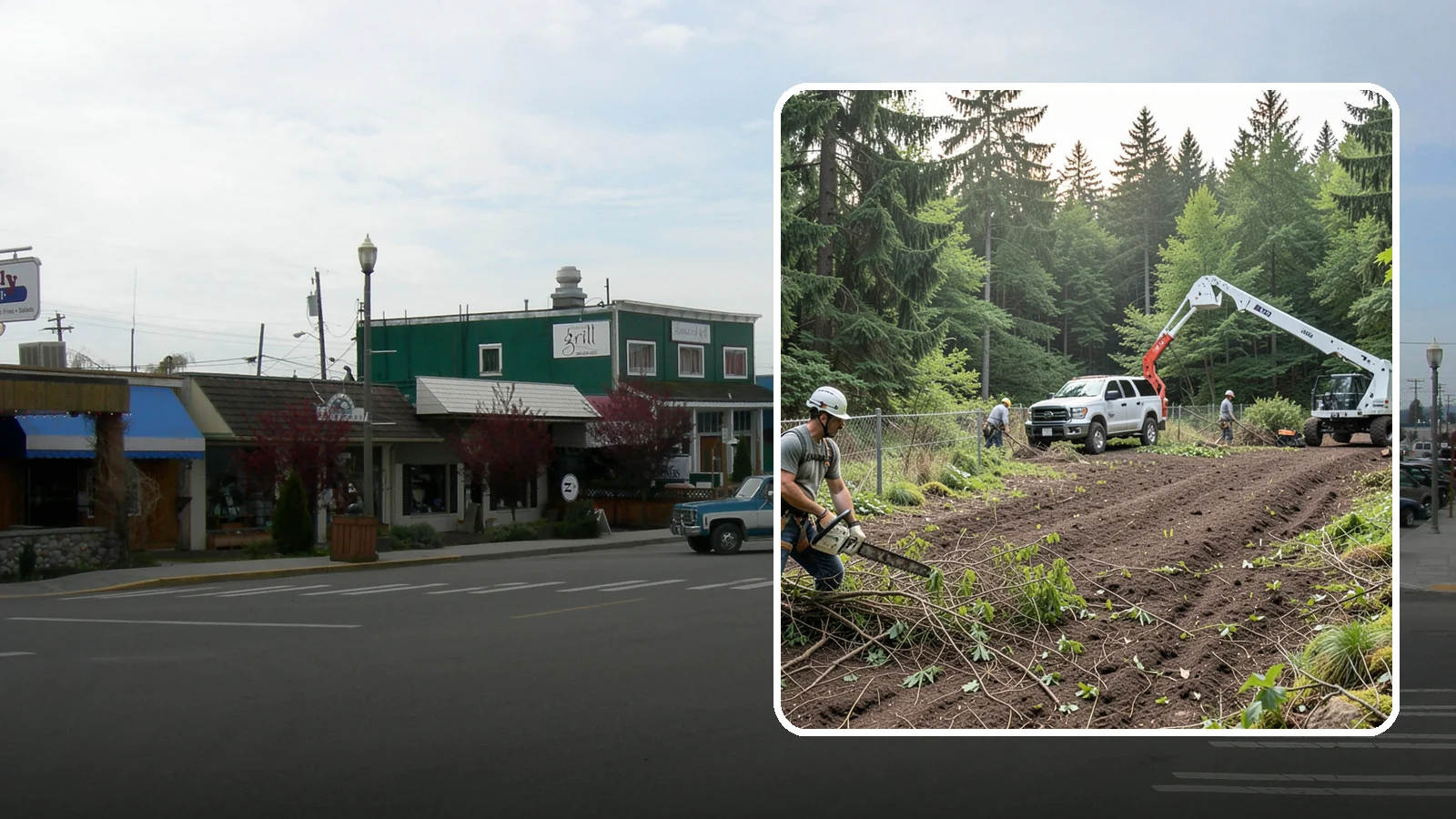 Fence line clearing in Stanwood, Snohomish County, WA - The clearing of vegetation along fence lines.