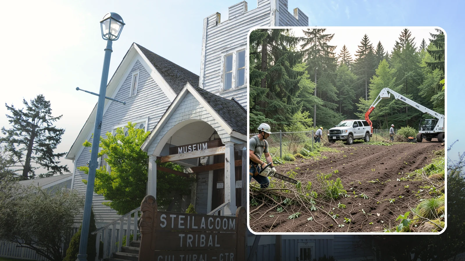 Fence line clearing in Steilacoom, Pierce County, WA - The clearing of vegetation along fence lines.
