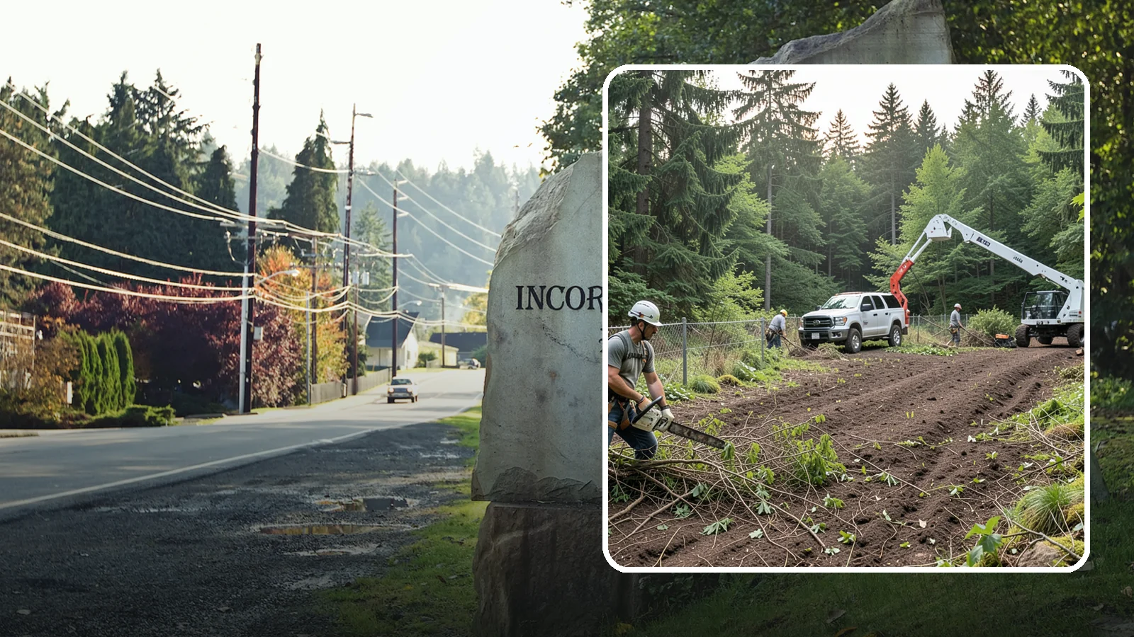 Fence line clearing in Wilkeson, Pierce County, WA - The clearing of vegetation along fence lines.