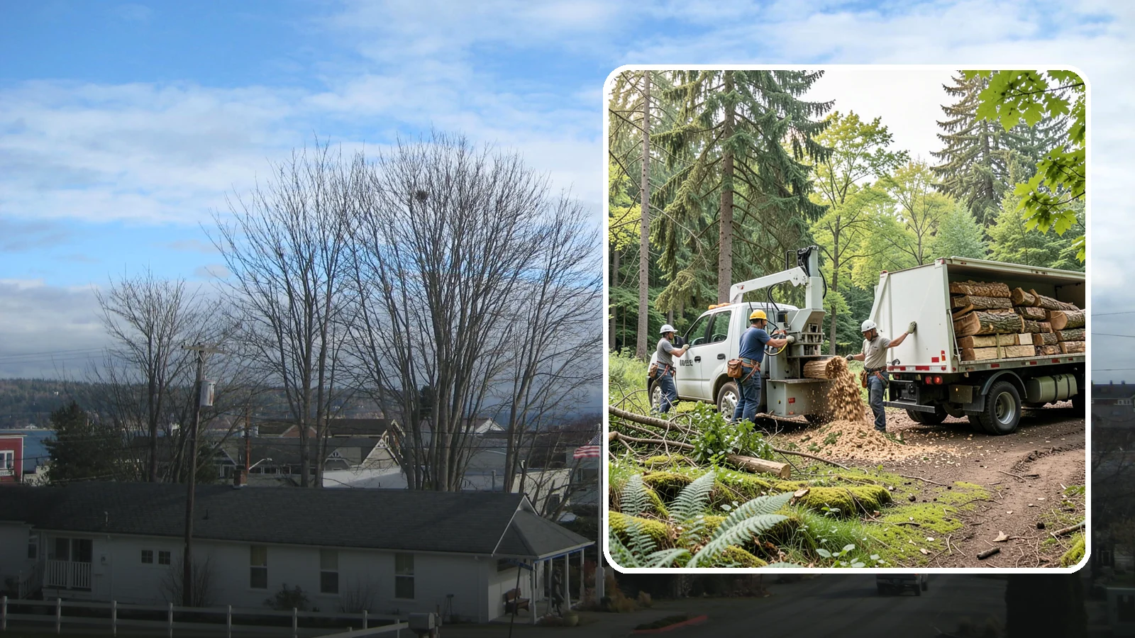Firewood cutting and delivery in Langley, Island County, WA - The cutting of logs into firewood and its delivery.