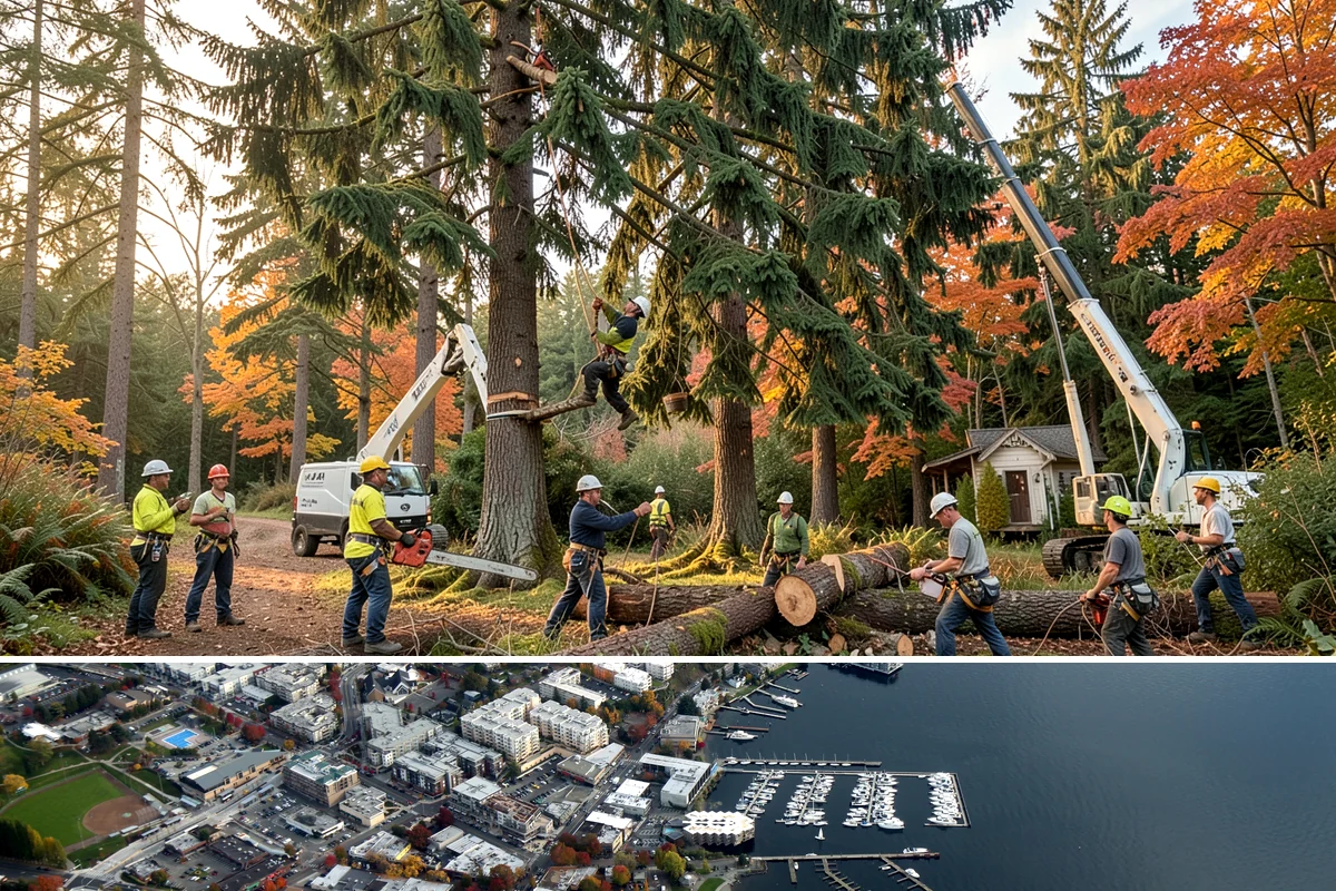 Golf course tree maintenance in Kirkland, King County, WA - Work is performed year-round to maintain playability and safety but may be scheduled around peak golfing seasons or adjusted...