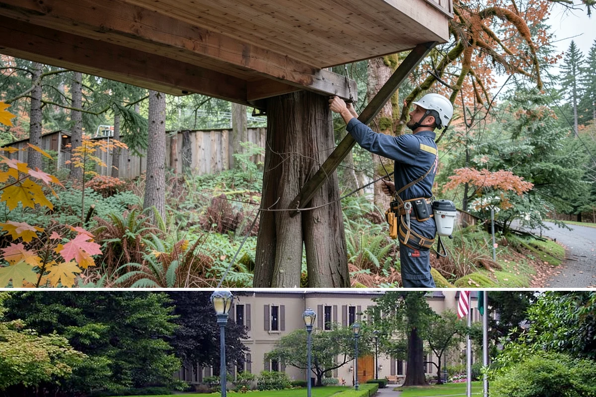 Golf course tree maintenance in Woodinville, King County, WA - Work is performed year-round to maintain playability and safety but may be scheduled around peak golfing seasons or adjusted...