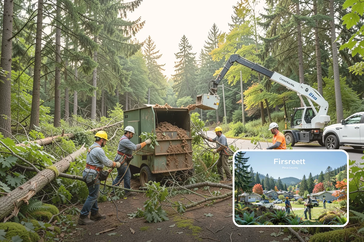 Green waste hauling in Fircrest, Pierce County, WA - Turns removed wood and debris into usable products