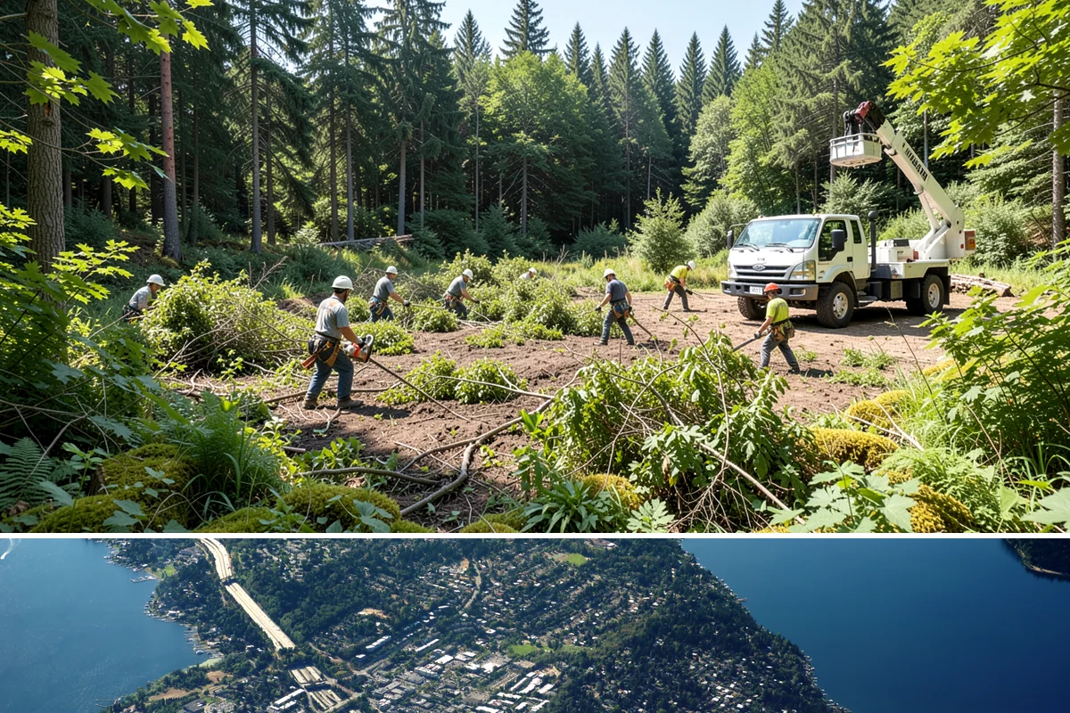 Green waste hauling in Mercer Island, King County, WA - This service is performed year-round to clear organic debris after tree work but may face challenges during wet seasons when high...