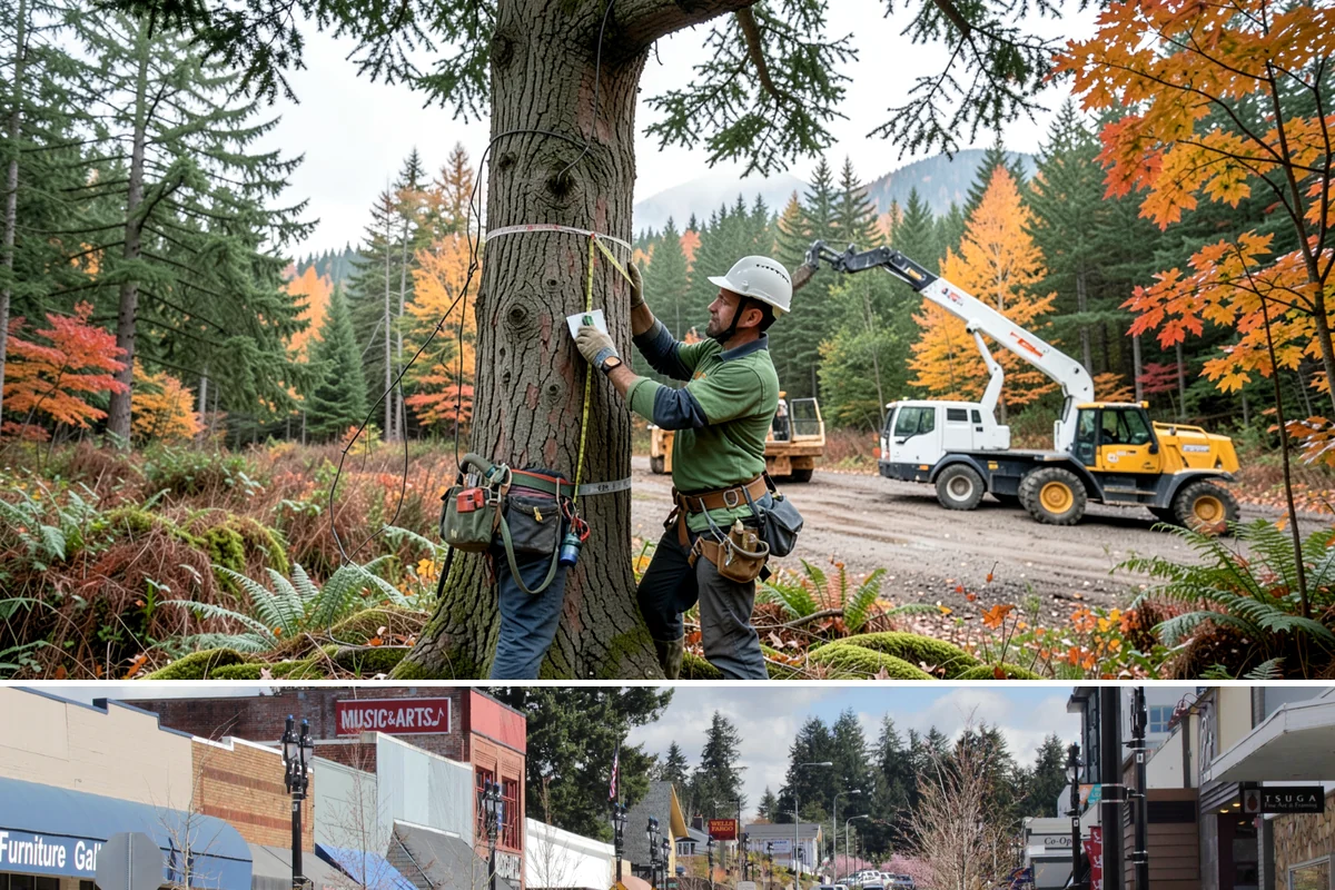 Hanging limb removal in Bothell, King County, WA - This storm response service is performed immediately following severe weather events to eliminate hazards when hanging branches...