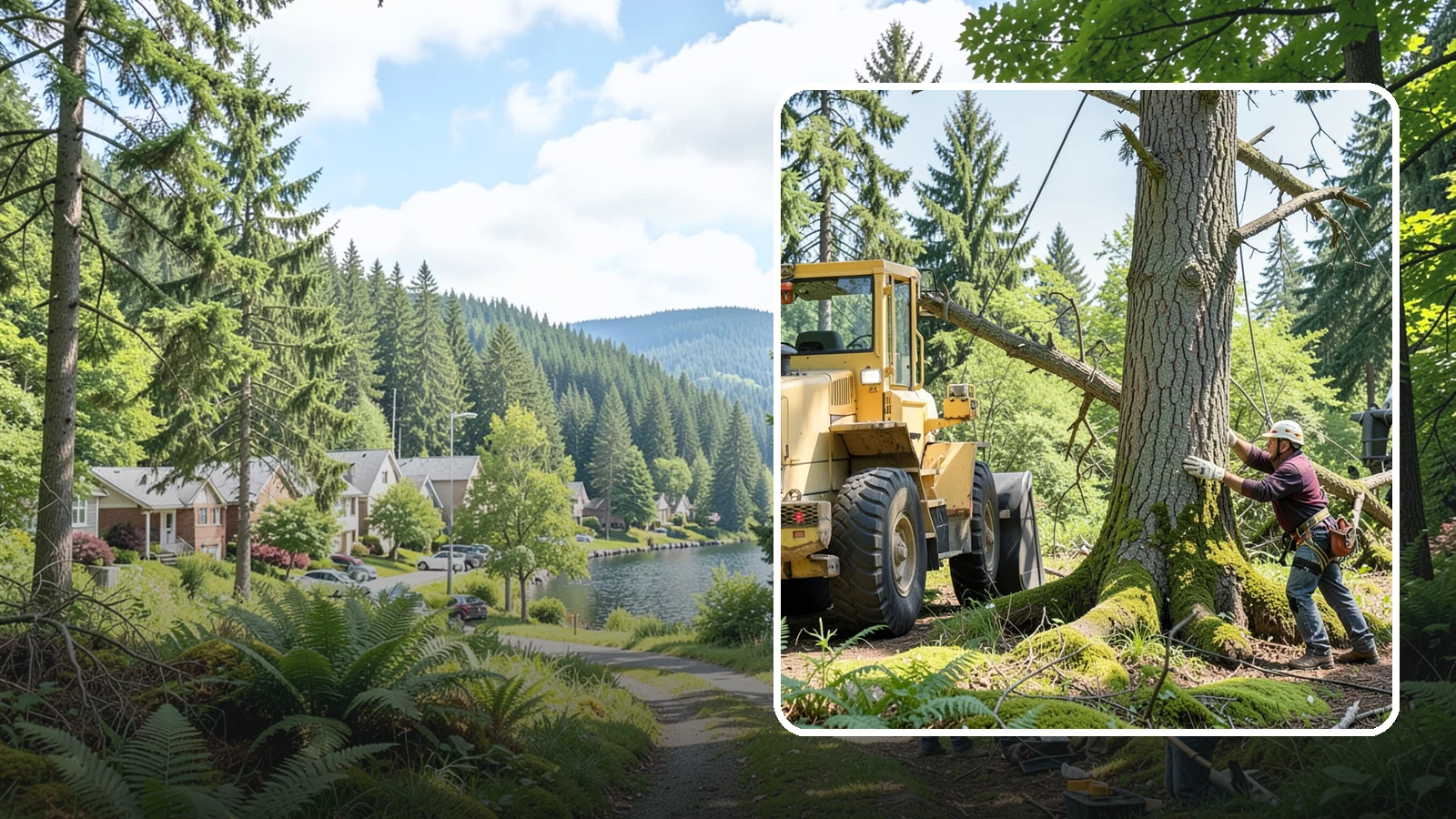 Hanging limb removal in Lake Forest Park, King County, WA - The removal of broken, suspended limbs.